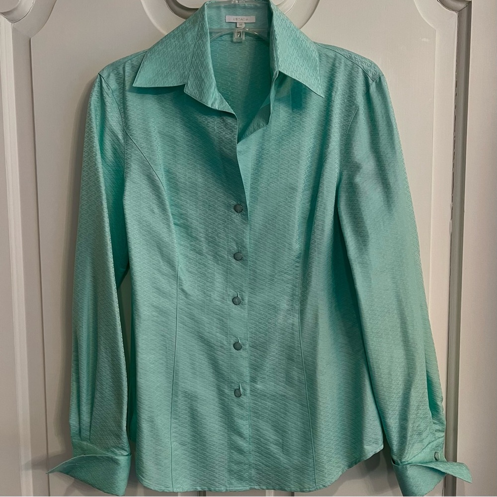 Escada Teal Button Down Top